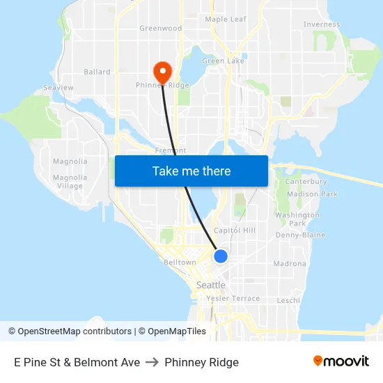 E Pine St & Belmont Ave to Phinney Ridge map