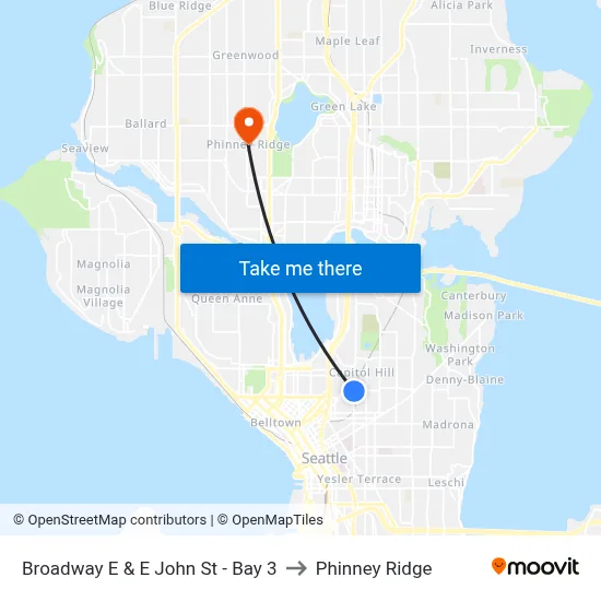 Broadway E & E John St - Bay 3 to Phinney Ridge map