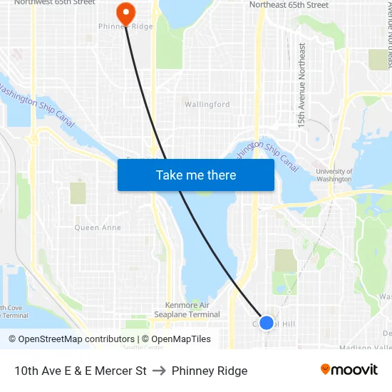 10th Ave E & E Mercer St to Phinney Ridge map