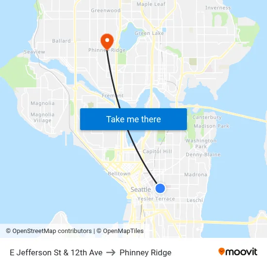 E Jefferson St & 12th Ave to Phinney Ridge map