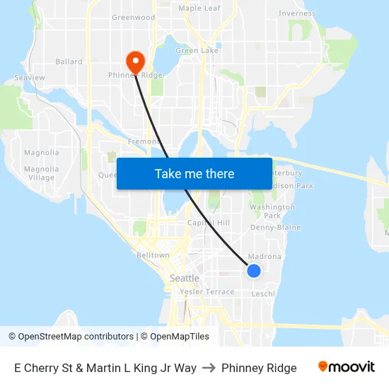 E Cherry St & Martin L King Jr Way to Phinney Ridge map