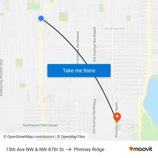 15th Ave NW & NW 87th St to Phinney Ridge map