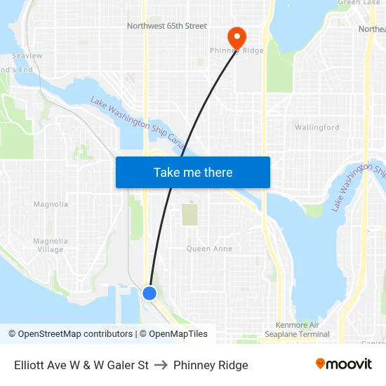 Elliott Ave W & W Galer St to Phinney Ridge map