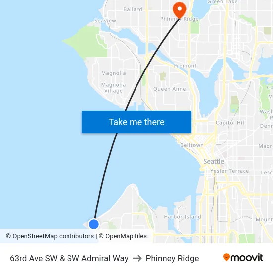 63rd Ave SW & SW Admiral Way to Phinney Ridge map