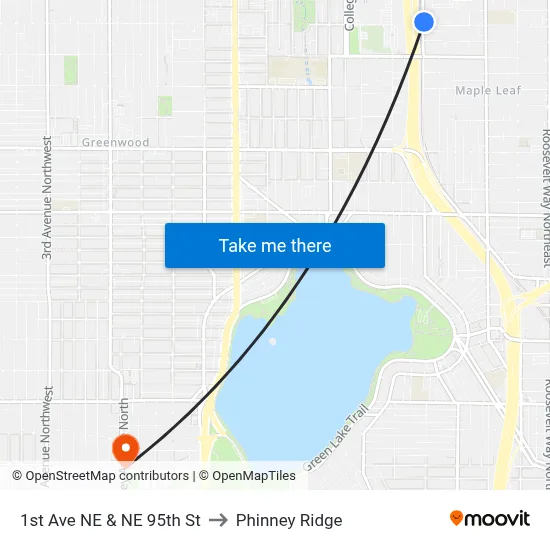 1st Ave NE & NE 95th St to Phinney Ridge map