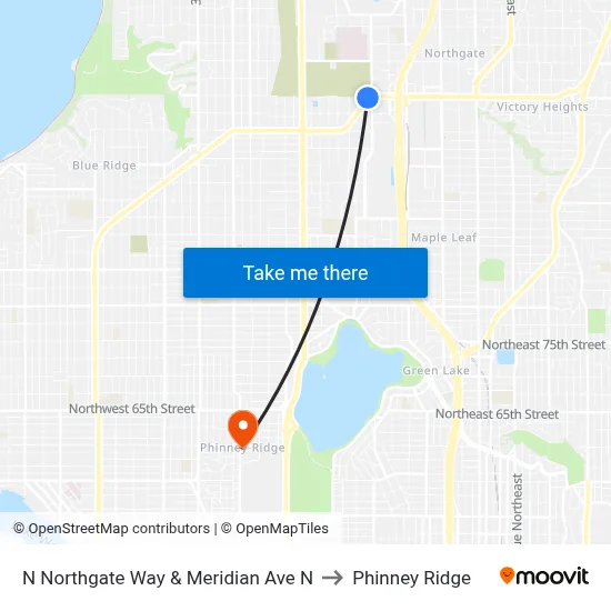 N Northgate Way & Meridian Ave N to Phinney Ridge map