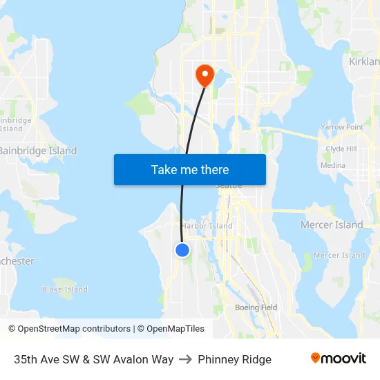35th Ave SW & SW Avalon Way to Phinney Ridge map