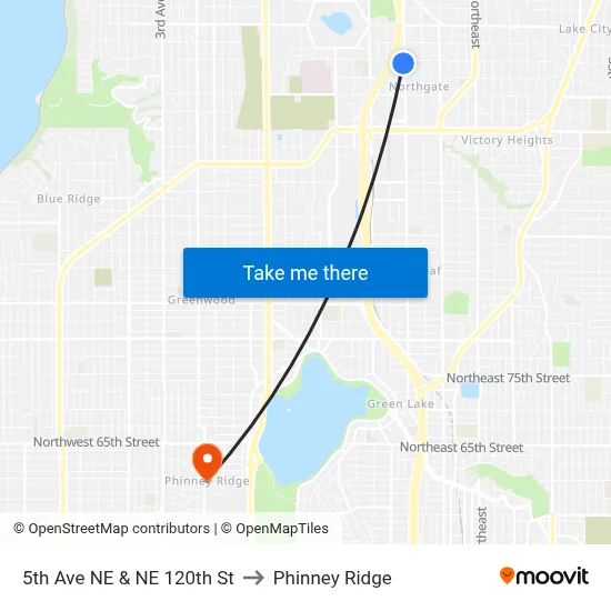 5th Ave NE & NE 120th St to Phinney Ridge map
