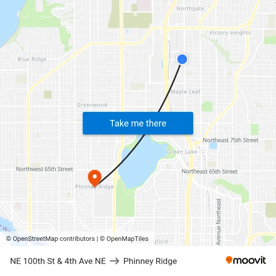 NE 100th St & 4th Ave NE to Phinney Ridge map