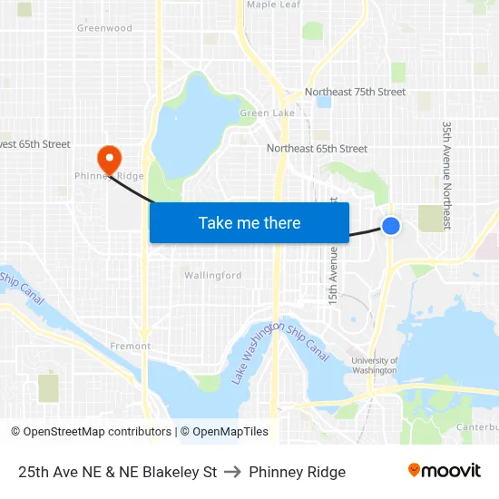 25th Ave NE & NE Blakeley St to Phinney Ridge map