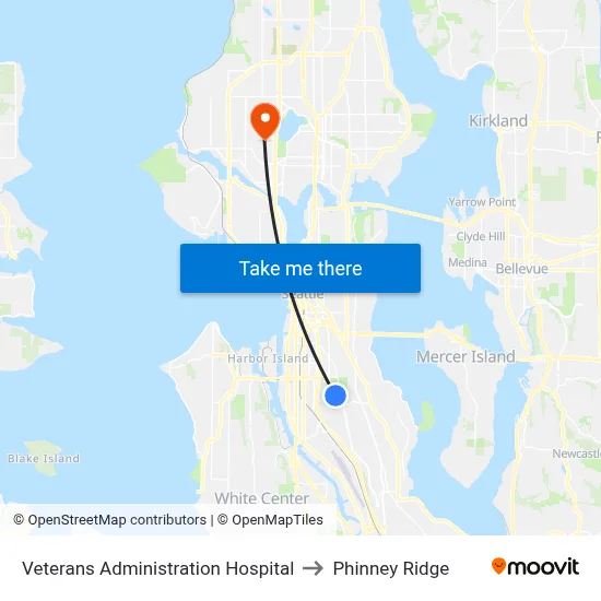 Veterans Administration Hospital to Phinney Ridge map