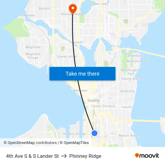 4th Ave S & S Lander St to Phinney Ridge map