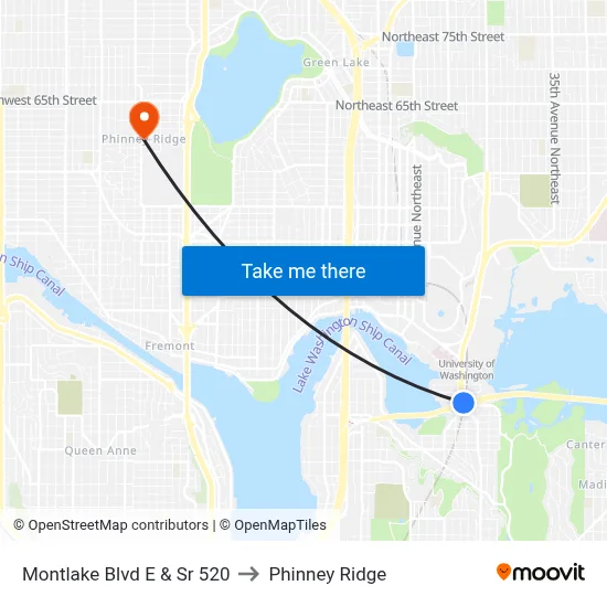 Montlake Blvd E & Sr 520 to Phinney Ridge map