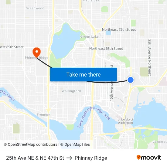 25th Ave NE & NE 47th St to Phinney Ridge map
