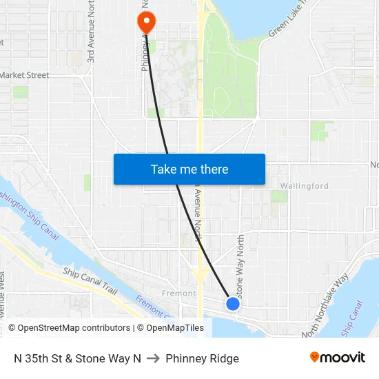 N 35th St & Stone Way N to Phinney Ridge map