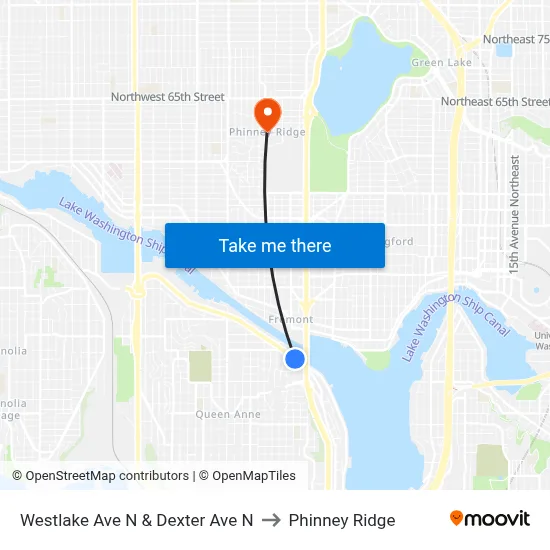Westlake Ave N & Dexter Ave N to Phinney Ridge map