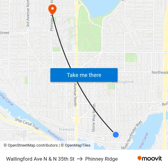Wallingford Ave N & N 35th St to Phinney Ridge map