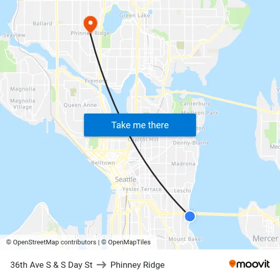 36th Ave S & S Day St to Phinney Ridge map
