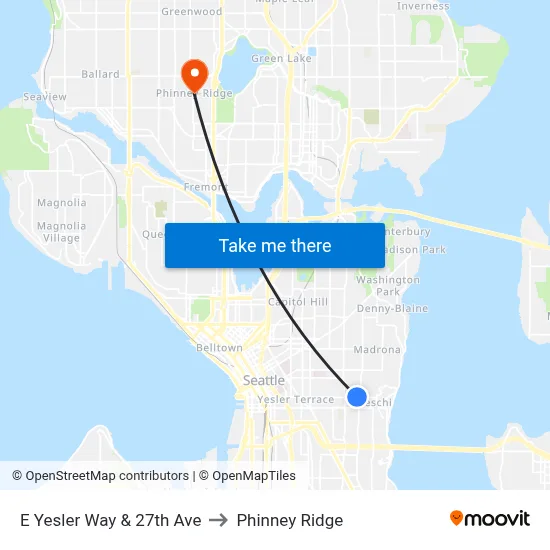 E Yesler Way & 27th Ave to Phinney Ridge map