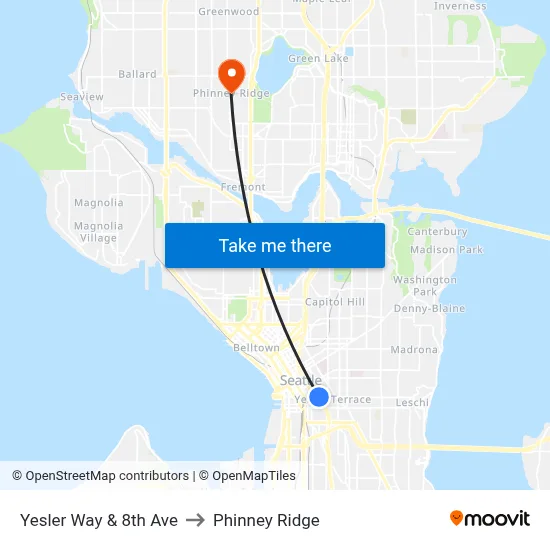 Yesler Way & 8th Ave to Phinney Ridge map