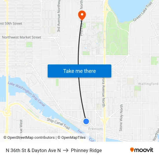 N 36th St & Dayton Ave N to Phinney Ridge map