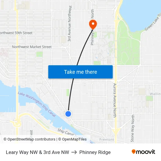 Leary Way NW & 3rd Ave NW to Phinney Ridge map