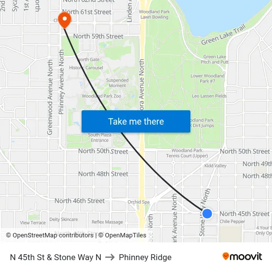 N 45th St & Stone Way N to Phinney Ridge map