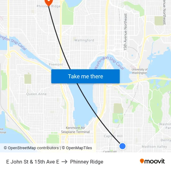 E John St & 15th Ave E to Phinney Ridge map