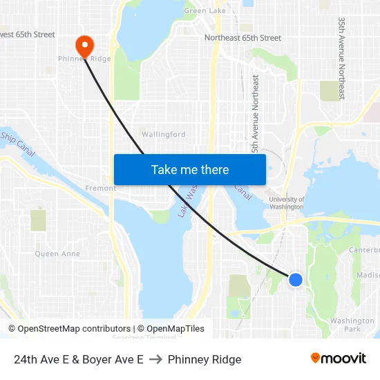 24th Ave E & Boyer Ave E to Phinney Ridge map