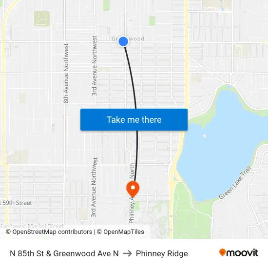 N 85th St & Greenwood Ave N to Phinney Ridge map