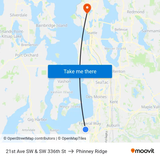 21st Ave SW & SW 336th St to Phinney Ridge map