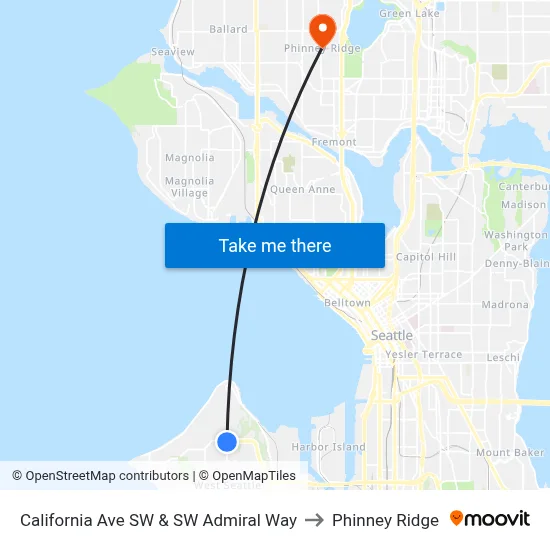 California Ave SW & SW Admiral Way to Phinney Ridge map