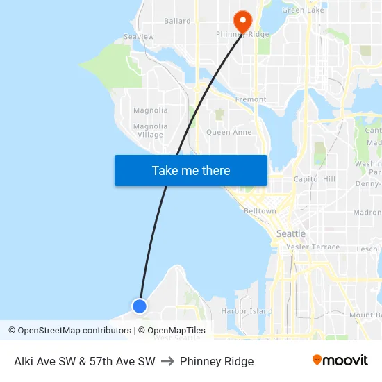 Alki Ave SW & 57th Ave SW to Phinney Ridge map