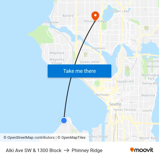 Alki Ave SW & 1300 Block to Phinney Ridge map