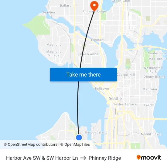 Harbor Ave SW & SW Harbor Ln to Phinney Ridge map