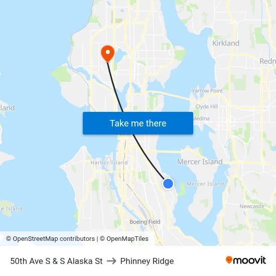 50th Ave S & S Alaska St to Phinney Ridge map