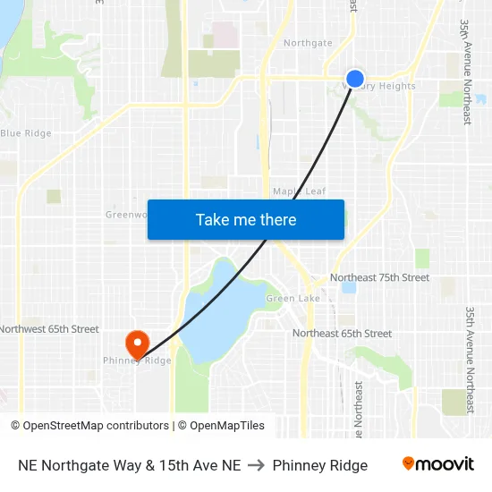 NE Northgate Way & 15th Ave NE to Phinney Ridge map
