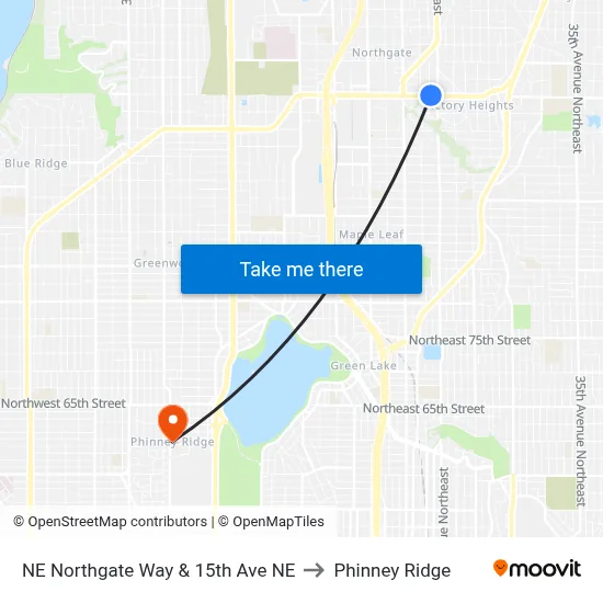 NE Northgate Way & 15th Ave NE to Phinney Ridge map