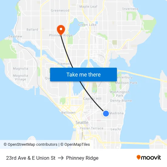 23rd Ave & E Union St to Phinney Ridge map