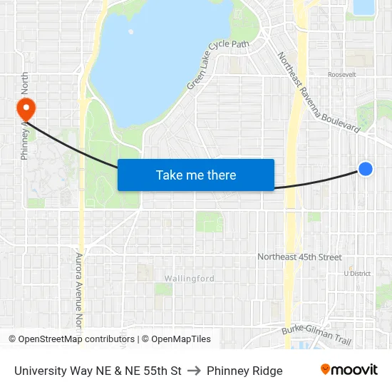 University Way NE & NE 55th St to Phinney Ridge map