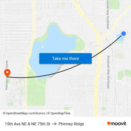 15th Ave NE & NE 75th St to Phinney Ridge map
