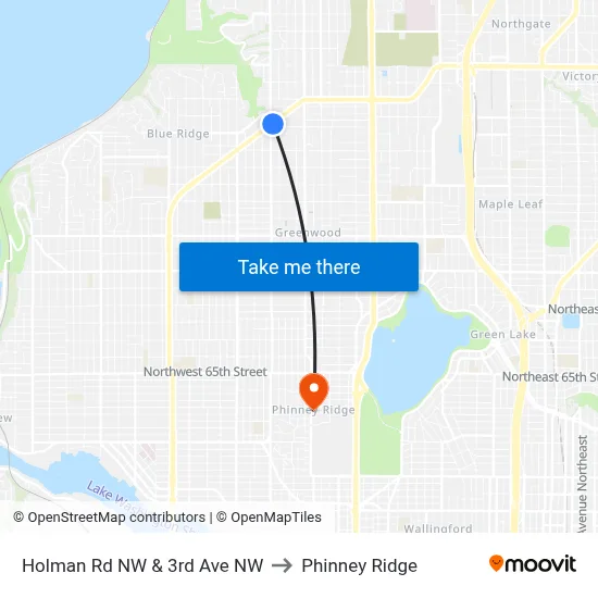 Holman Rd NW & 3rd Ave NW to Phinney Ridge map
