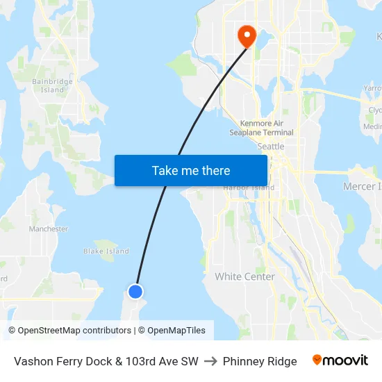 Vashon Ferry Dock & 103rd Ave SW to Phinney Ridge map