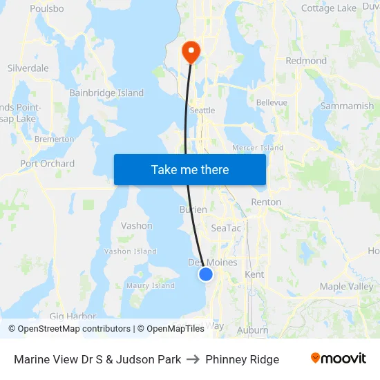 Marine View Dr S & Judson Park to Phinney Ridge map