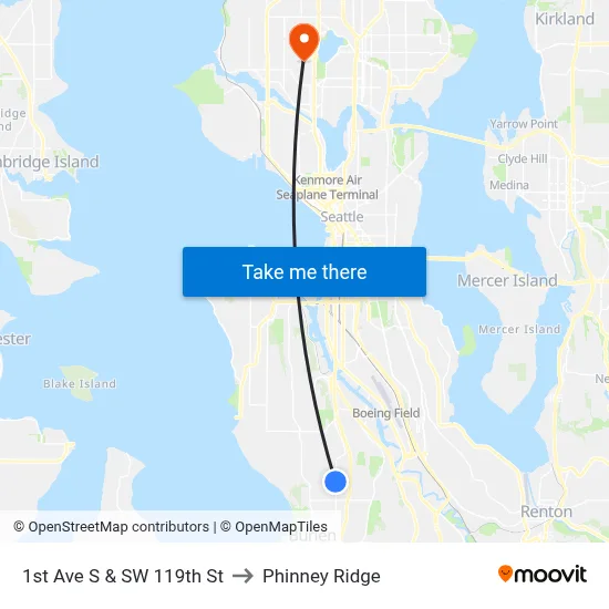 1st Ave S & SW 119th St to Phinney Ridge map