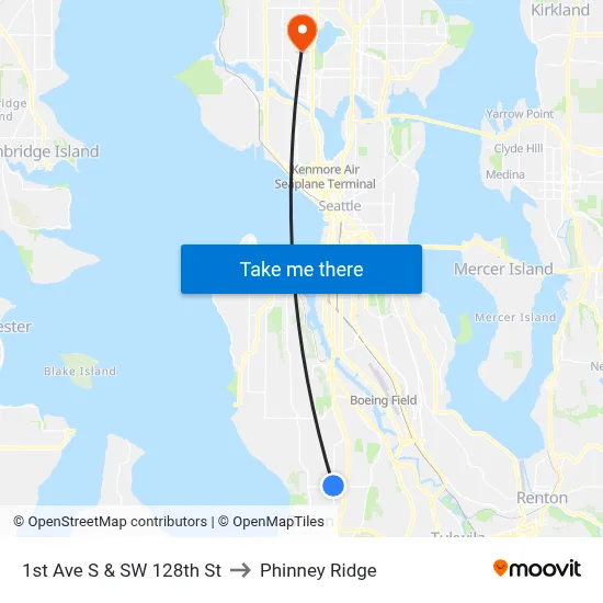 1st Ave S & SW 128th St to Phinney Ridge map