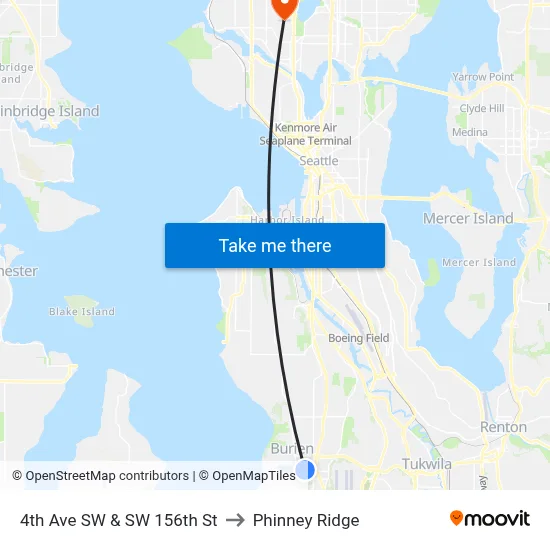 4th Ave SW & SW 156th St to Phinney Ridge map