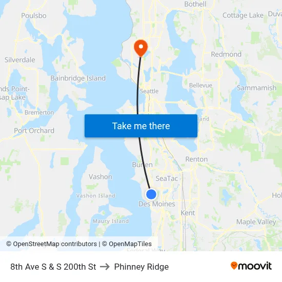 8th Ave S & S 200th St to Phinney Ridge map