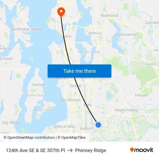 124th Ave SE & SE 307th Pl to Phinney Ridge map