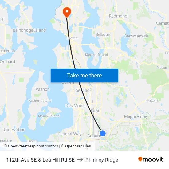 112th Ave SE & Lea Hill Rd SE to Phinney Ridge map